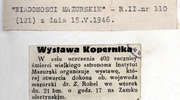 „Wiadomości Mazurskie” zapowiedziały otwarcie wystawy „w celu uczczenia” 403. rocznicy śmierci Mikołaja Kopernika. 