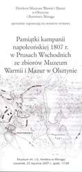 Wystawa – Pamiątki kampanii napoleońskiej 1807 r. w Prusach Wschodnich ze zbiorów MWiM w Olsztynie 