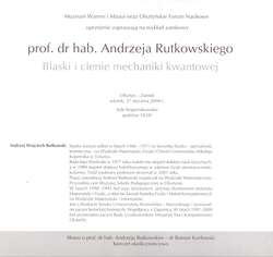 Wykład zamkowy – Blaski i cienie mechaniki kwantowej – prof. dr hab. Andrzej Rutkowski