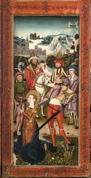 Ścięcie św. Katarzyny Aleksandryjskiej, kwatera pentaptyku pasyjnego ze sceną Ukrzyżowania, 1510-1520.