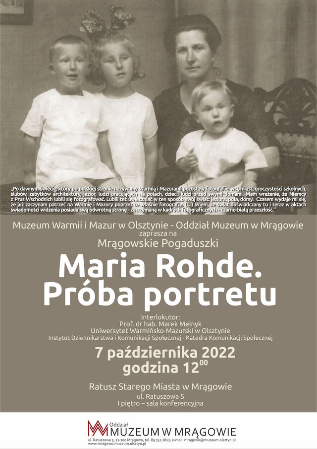 Mrągowskie Pogaduszki: „Maria Rohde. Próba portretu”
 - full image