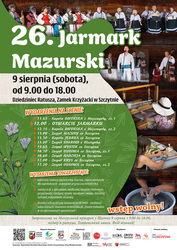 Jarmark Mazurski w Szczytnie, 9 sierpnia 2025 r. (sobota), dziedziniec Ratusza, Zamek Krzyżacki, 9.00-18.00